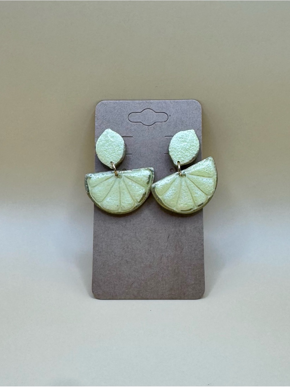 Lemon Slice Drop Earrings - Pale Yellow Fruit-Inspired Design